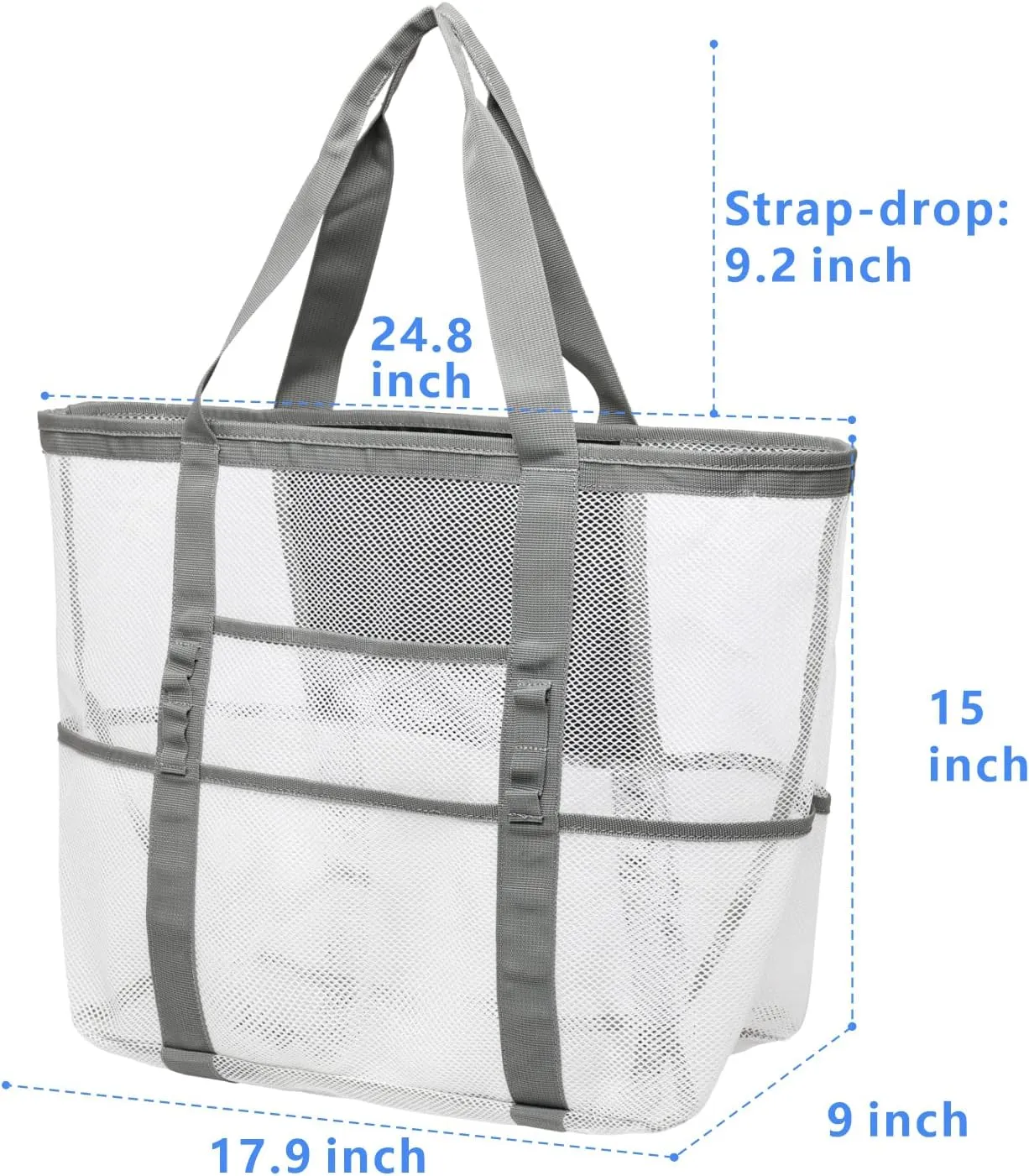F-color Mesh Beach Bag Family - Beach Tote 9 Pockets Cruise Vacation Essentials