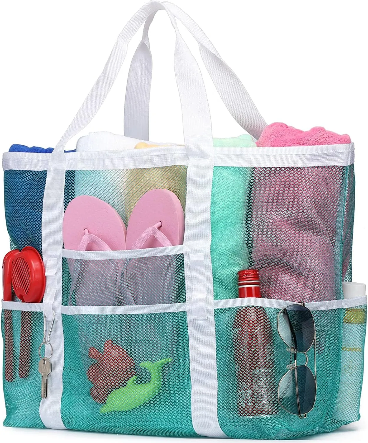 F-color Mesh Beach Bag Family - Large Tote Bag for Cruise Pool Beach Vacation Essentials