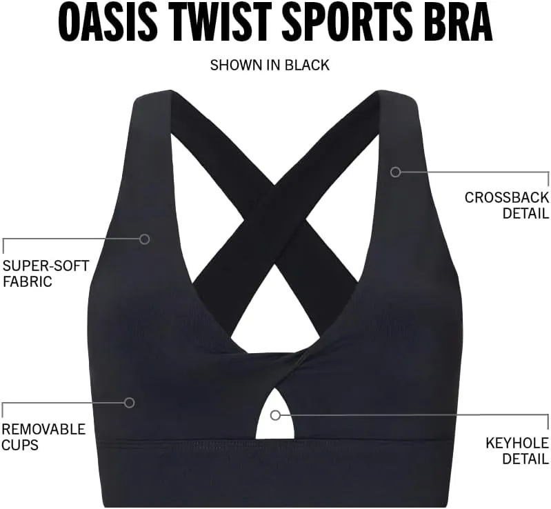 Fabletics Women's Oasis Twist Sports Bra, Workout, Yoga, Athletic, Fitness