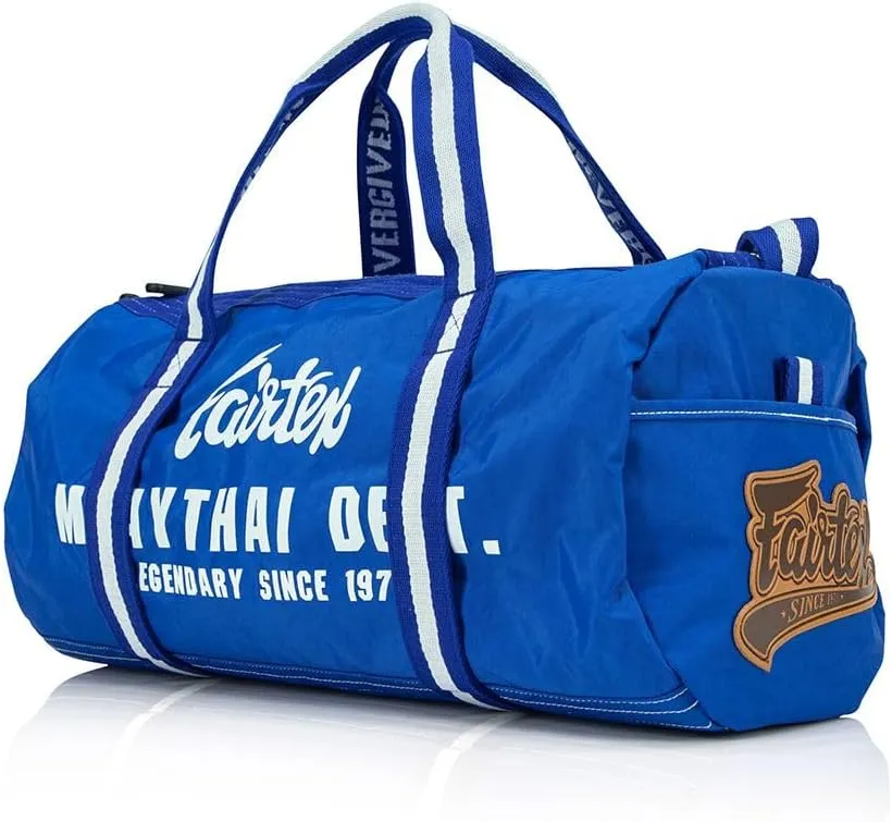 Fairtex BAG9 Retro Style Barrel Bag Thai Boxing Heavy Gym Bag Myay Thai MMA (Blue)