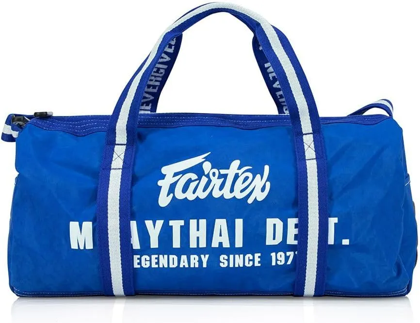 Fairtex BAG9 Retro Style Barrel Bag Thai Boxing Heavy Gym Bag Myay Thai MMA (Blue)