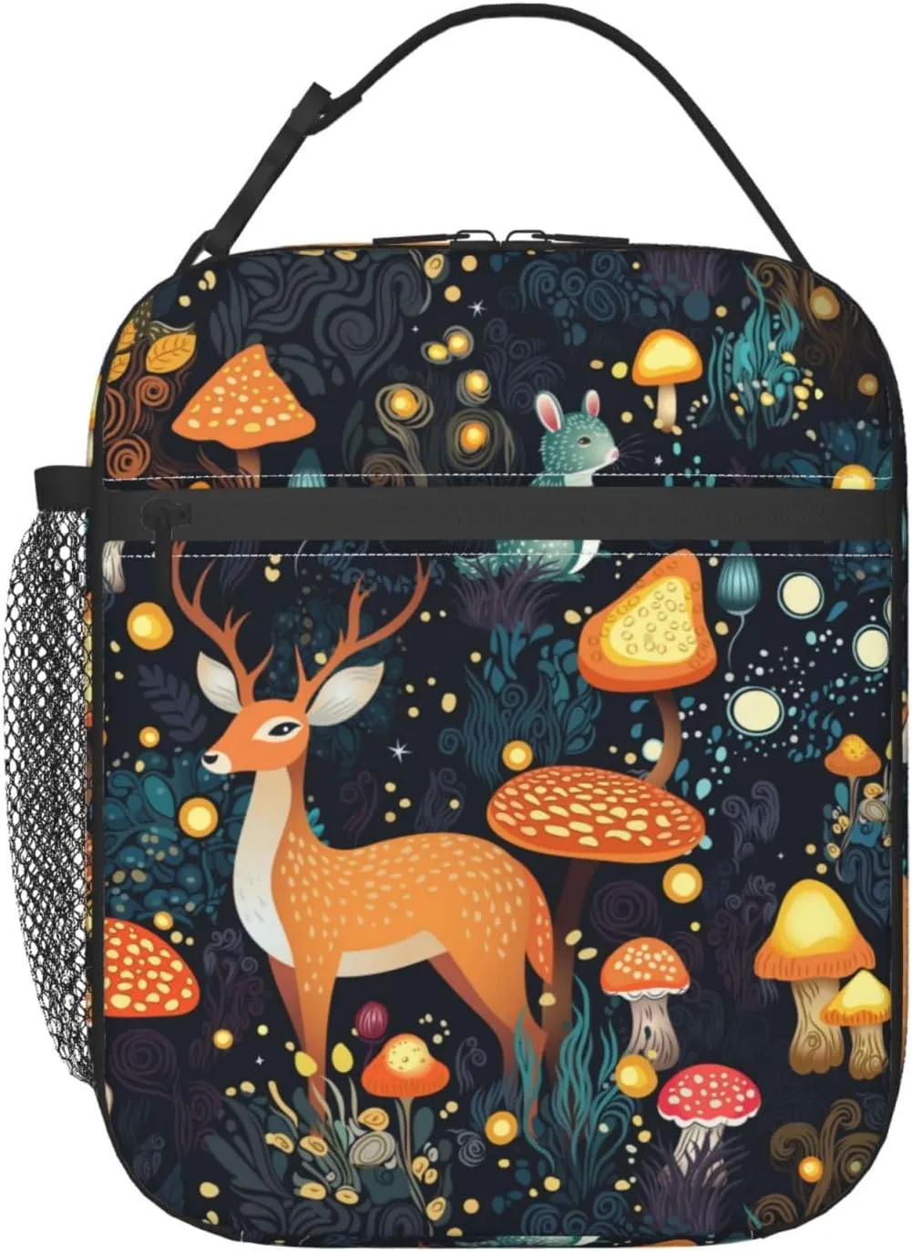 Fantasy Forest Mushrooms Grass Reusable Lunch Box Food Bag Insulated Lunch Bag for Teenage Boys Girls School Beach