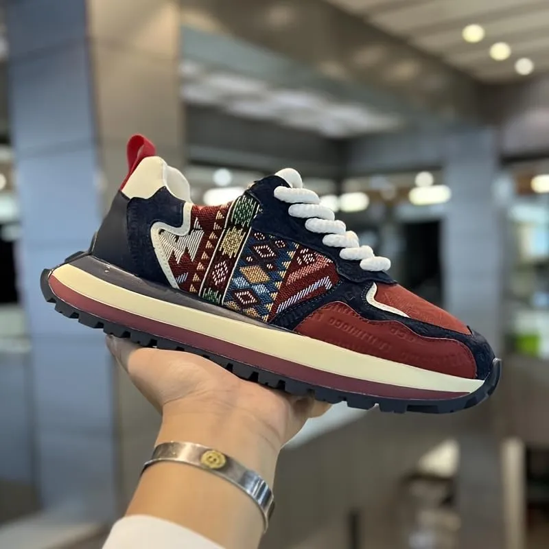 Fashion Sneakers, Breathable Fabric Upper, Rubber Sole, EVA Insole, Low Top Lace-Up Casual Sports Shoes for All Seasons, Allseason Sneakers | Vibrant Embroidered Shoes | Durable Rubber Sole