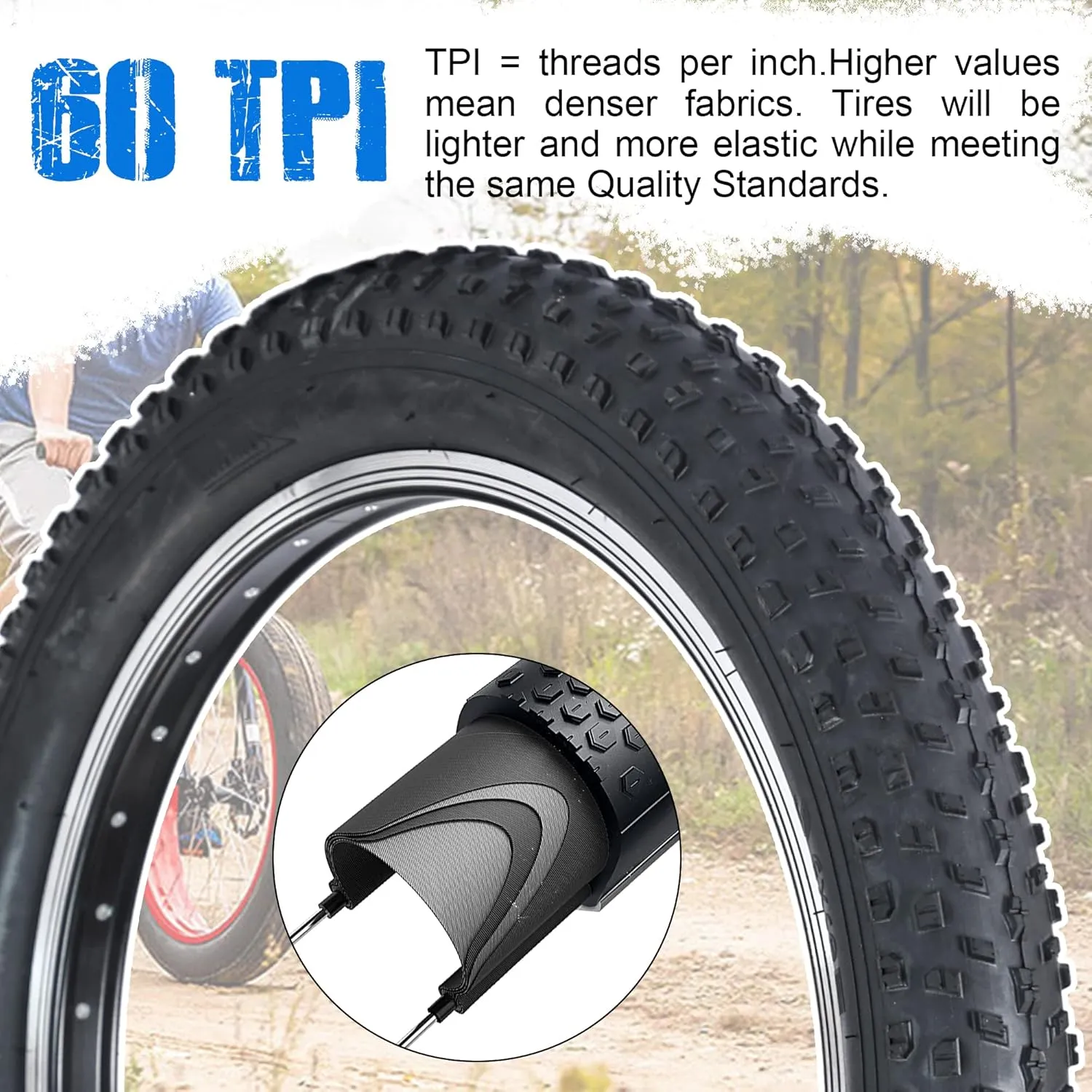 Fat Bike Tire 20"x3" Compatible Replacement Bicycle Tire for Mountain Snow and Beach Bike