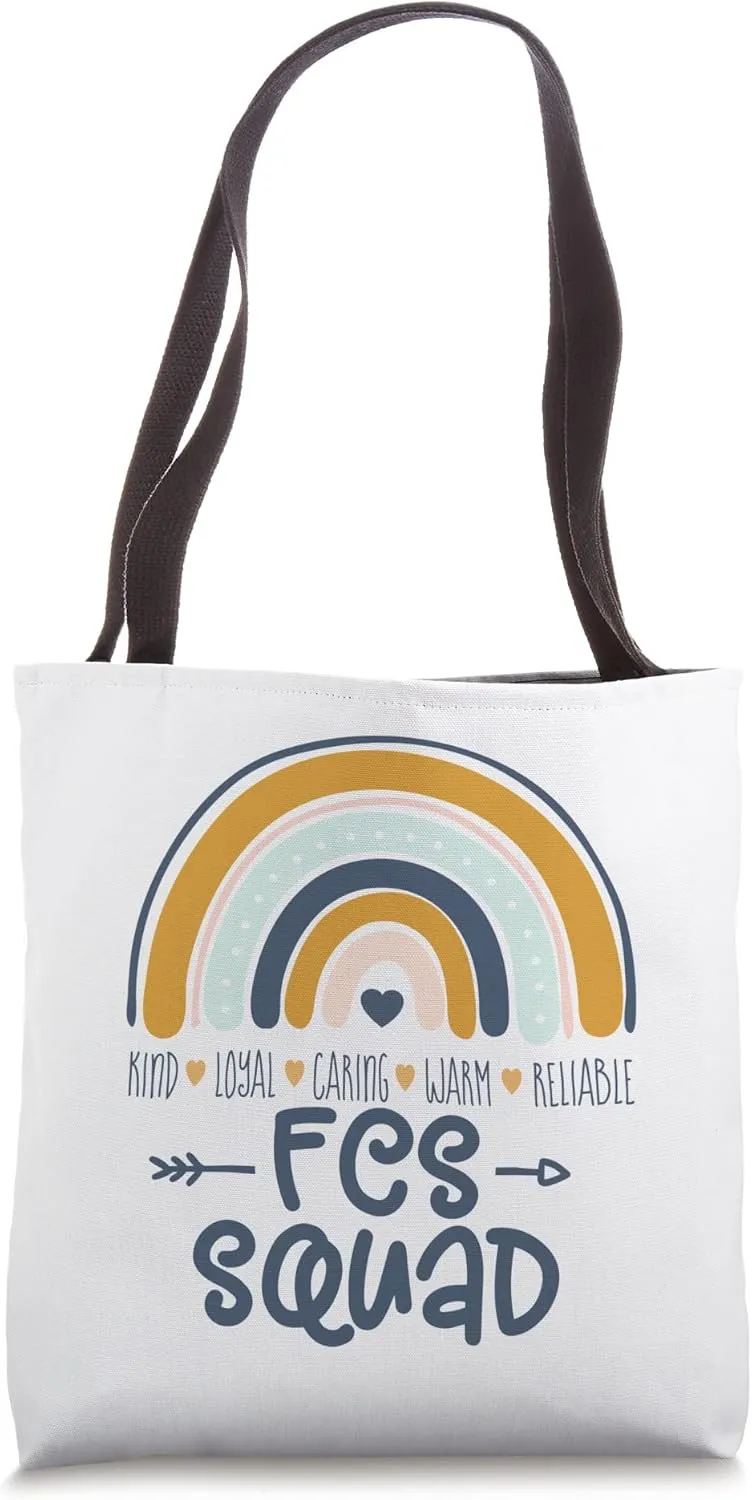 FCS Squad Teacher - Elective Team - FACS Boho Rainbow Crew Tote Bag