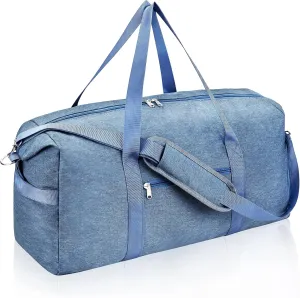 Felipe Varela Carry on luaggage 22x14x9 Airlines Approved, Foldable Carry on Bag Travel Duffel Bags Small Overnight weekender Gym Duffle Bag with Wet Pocket for Women Men (Blue, 40L)
