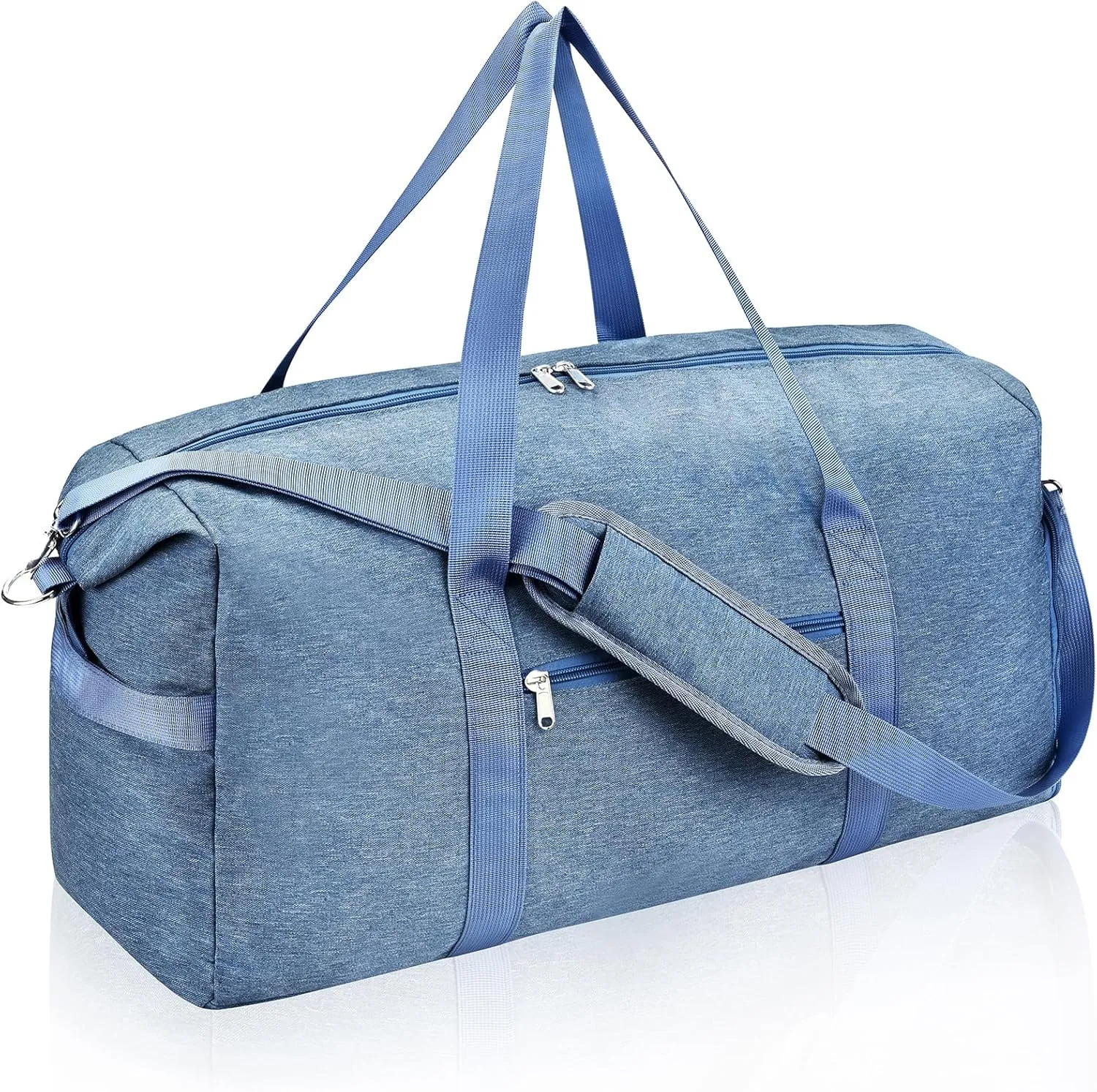 Felipe Varela Carry on luaggage 22x14x9 Airlines Approved, Foldable Carry on Bag Travel Duffel Bags Small Overnight weekender Gym Duffle Bag with Wet Pocket for Women Men (Blue, 40L)