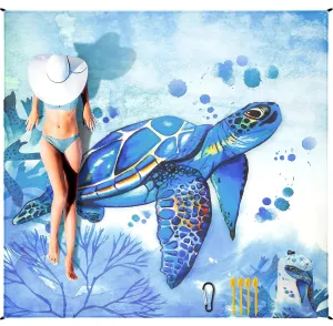 FestivalPicnicTravel Corner Outdoor and HIHOHO Beach (BL-Seaturtle Camping Person)) Blanket Private sale Free 79"×83"(4 Beach Sand Portable Mat Activties Great value Pockets Bag with Sandproof Beach for Wateresistant