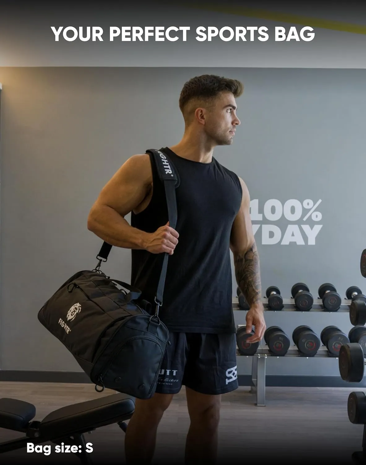 FIGHTR® Sports bag & travel Duffel bag for men and women - with shoe compartment & wet compartment - bag for sports, fitness & travel