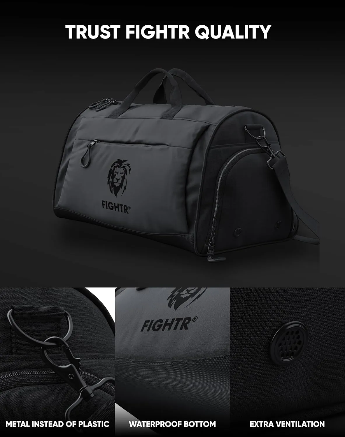 FIGHTR® Sports bag & travel Duffel bag for men and women - with shoe compartment & wet compartment - bag for sports, fitness & travel