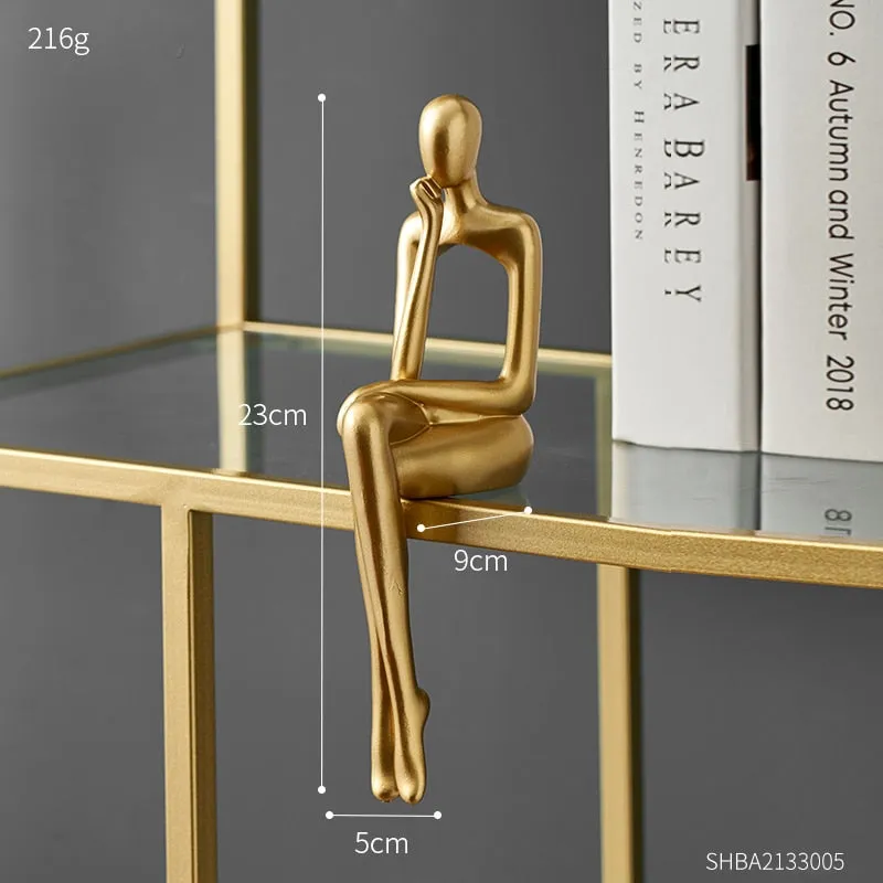 Figurines for Interior Modern Home Decoration Abstract Sculpture Luxury Living Room Decor Desk Accessories Golden Figure Statue