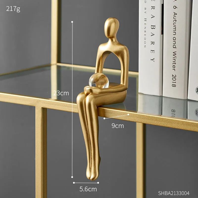 Figurines for Interior Modern Home Decoration Abstract Sculpture Luxury Living Room Decor Desk Accessories Golden Figure Statue