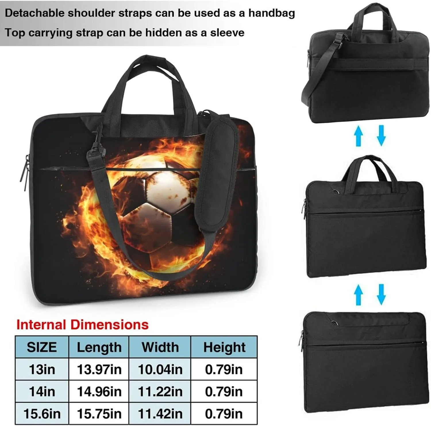 Firey Sports Ball Soccer Laptop Case Bag Computer Messenger Bag Briefcase Laptop Sleeve