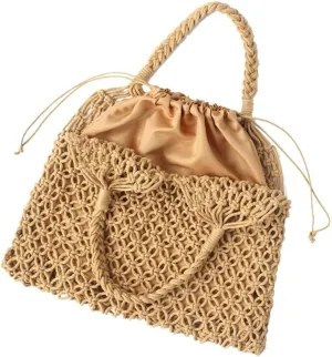 Fishing Net Handbag, Woven Shoulder Bag, Cotton Rope Tote, Mesh Travel Beach Bag, Crochet Knit Purse for Women
