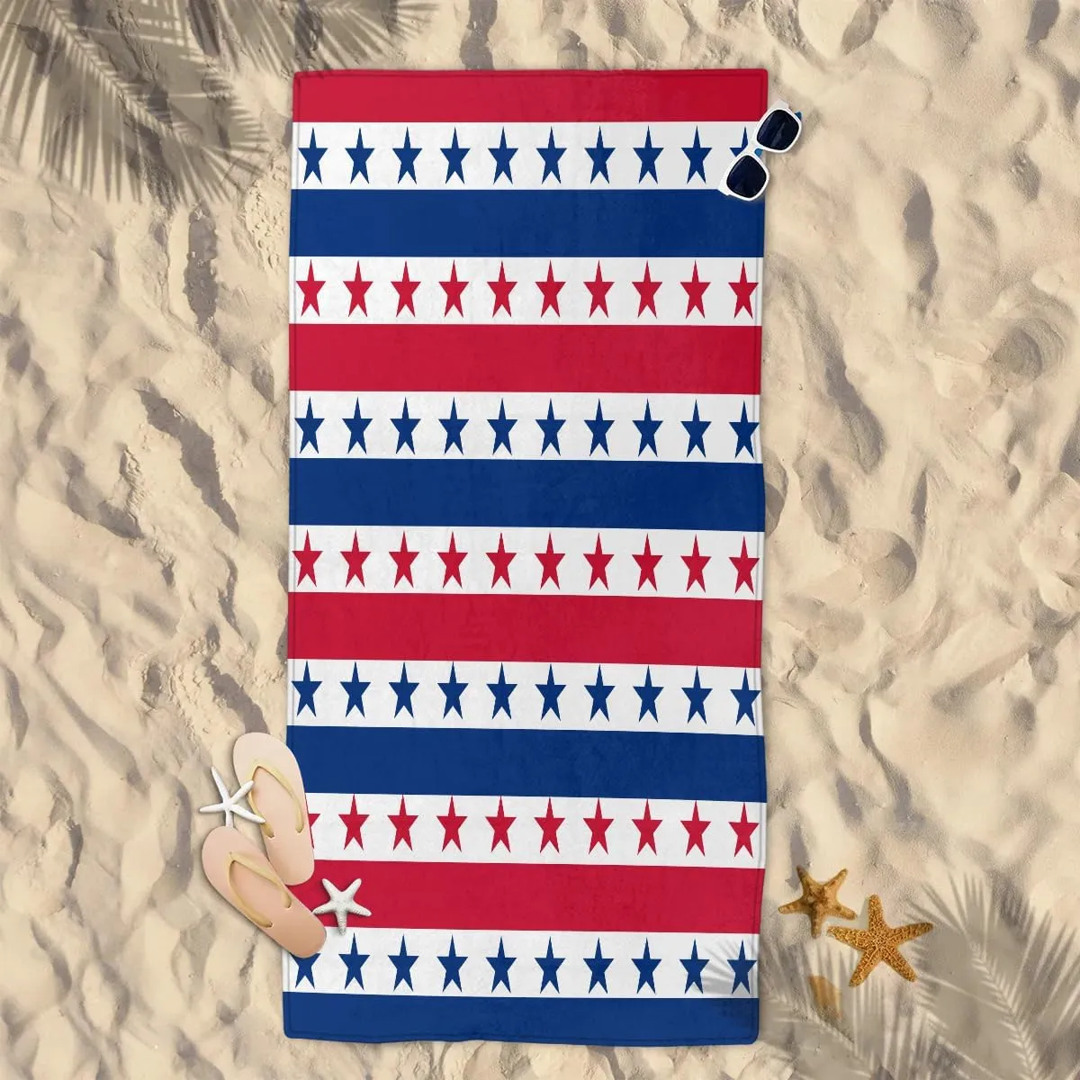 Flag Pattern Beach Towel for Women Men Kids 61"x31" Lightweight Microfiber Beach Towels Sand Free Quick Dry Soft Beach Blanket Pool Yoga Gym Travel Swimming Bath Shower Towel Essentials Accessories