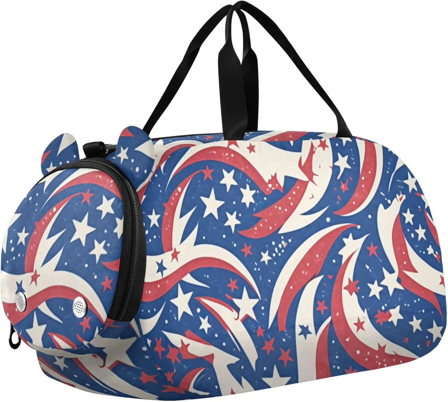 Flag with Stars Stripes Blue Kids Cute Gym Bag with Shoes Compartment Large Capacity Weekender Overnight Range Bag for Travel, Sports, Fitness & Workout