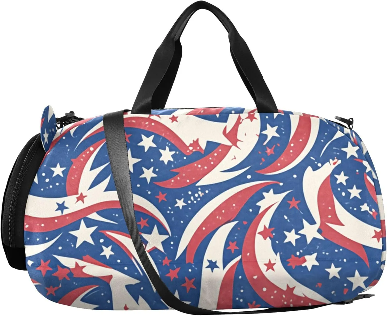 Flag with Stars Stripes Blue Kids Cute Gym Bag with Shoes Compartment Large Capacity Weekender Overnight Range Bag for Travel, Sports, Fitness & Workout