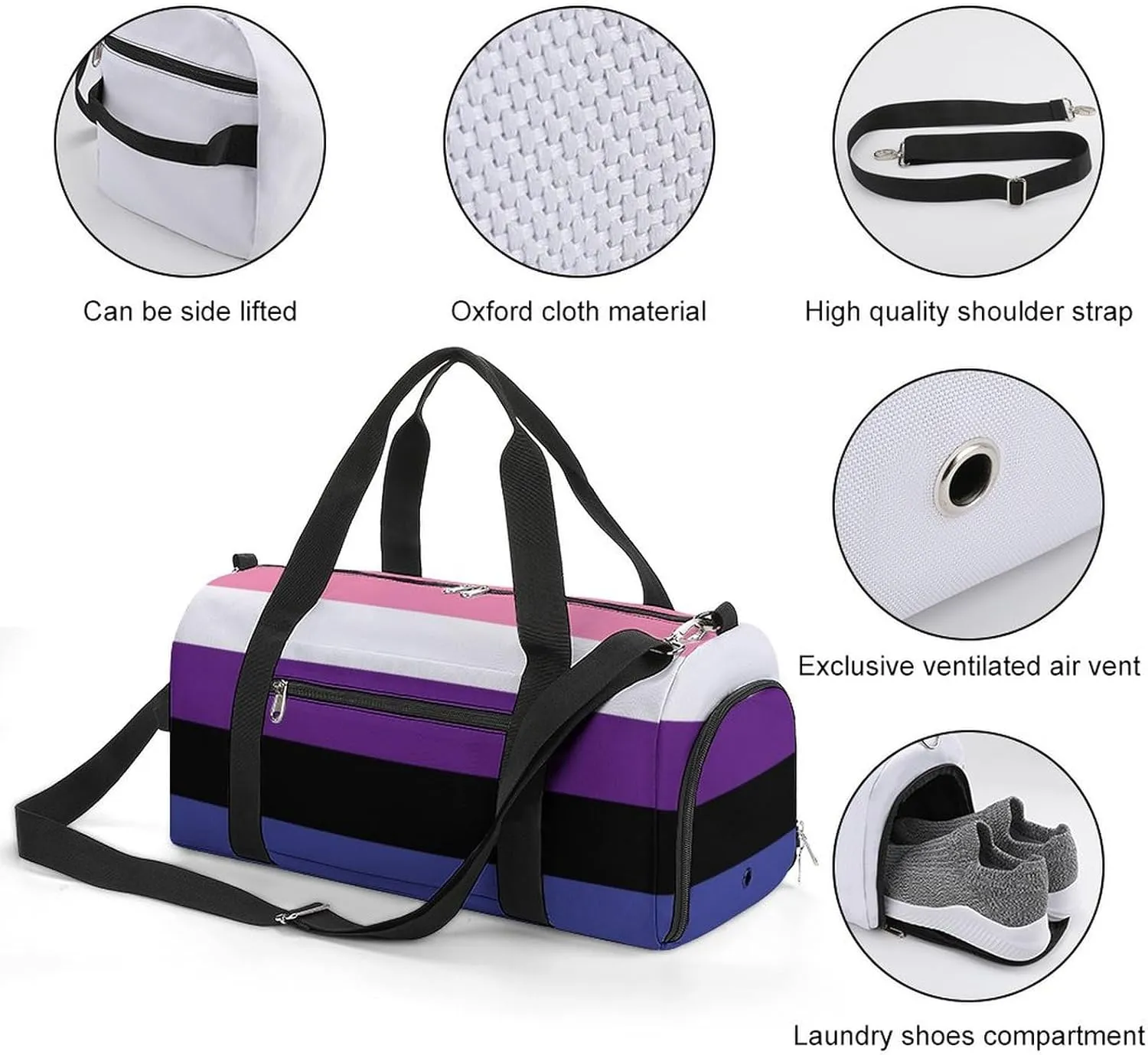 Flags of Gender Fluid Gym Bag-Workout Organizer with Water Resistant Compartments for Gym Lovers, style-42-5