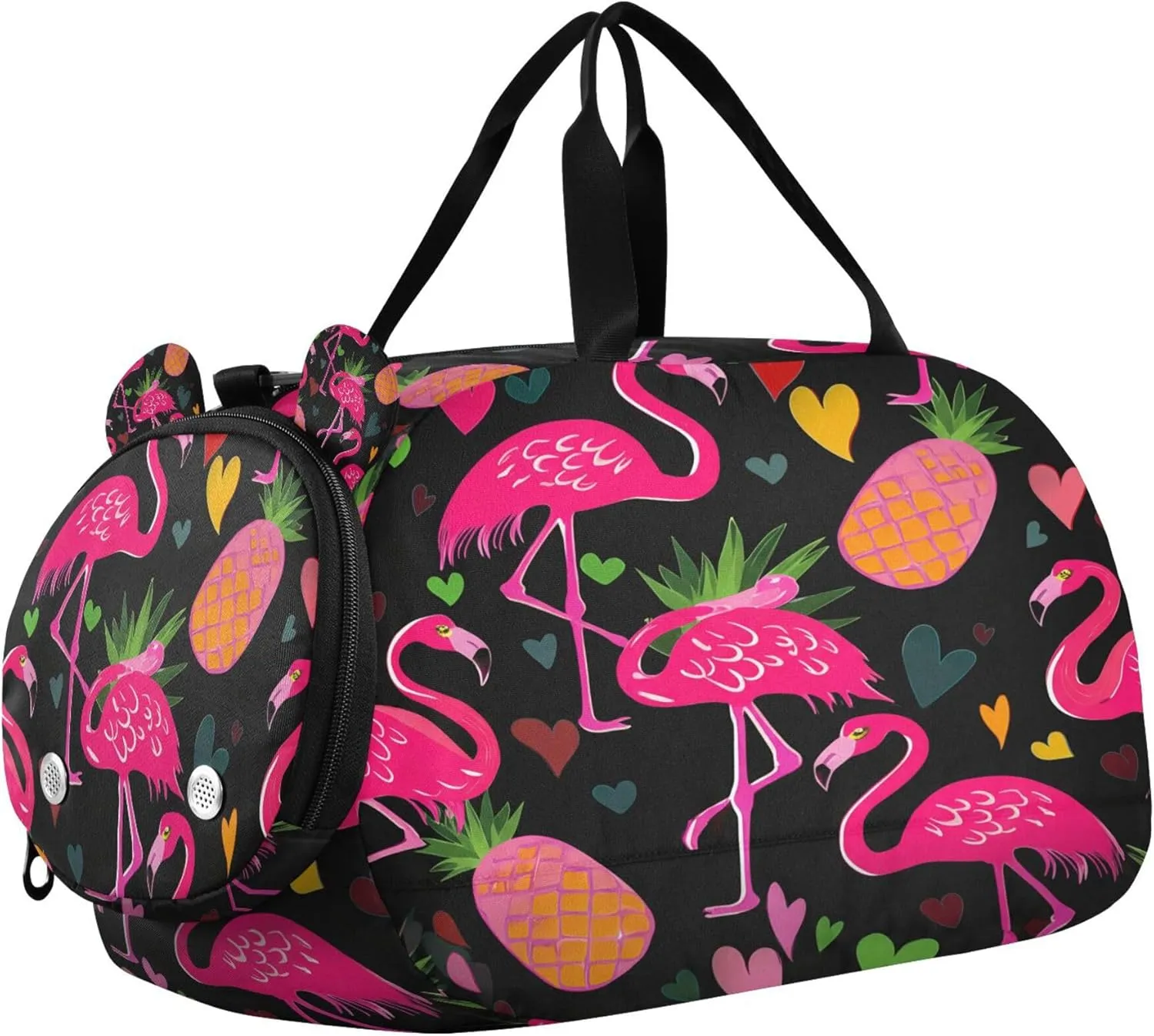 Flamingo Youth Sports & Travel Duffle Bag with Shoe Compartment,Waterproof Gym Bag for Girls and Boys (Overnight Essentials Organizer)