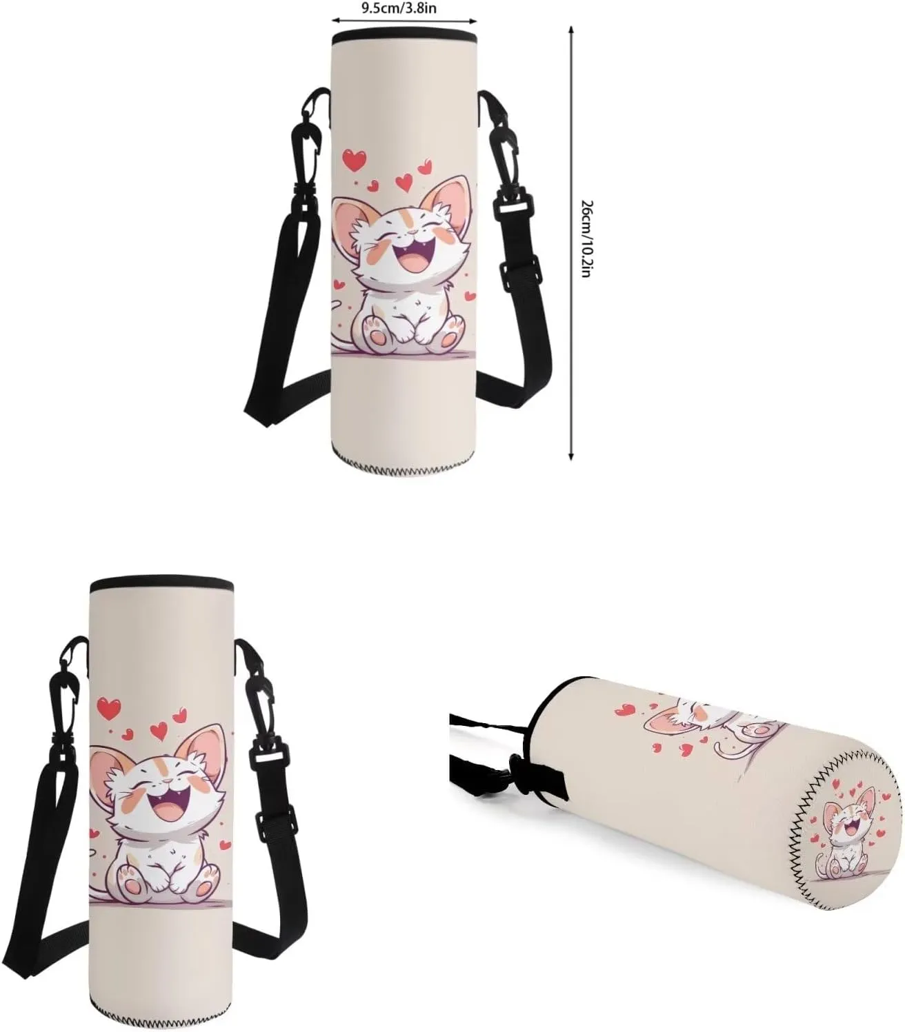 Flashideas Cartoon Cat Kids Backpack Set 4Pcs Kids Backpack with Lunch Box Pencil Case and Water Bottle Case Cover School Backpack Lightweight Backpack for Toddler Girls Kindergarten Elementary