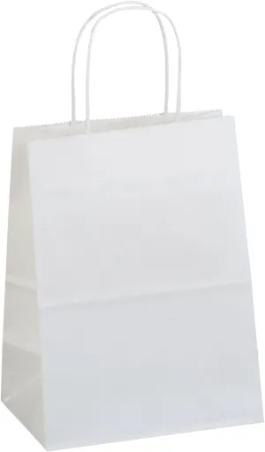 Flexicore Packaging 8"x4.75"x10" - 50 Pcs -White Kraft Paper Bags, Shopping, Merchandise, Party, Gift Bags