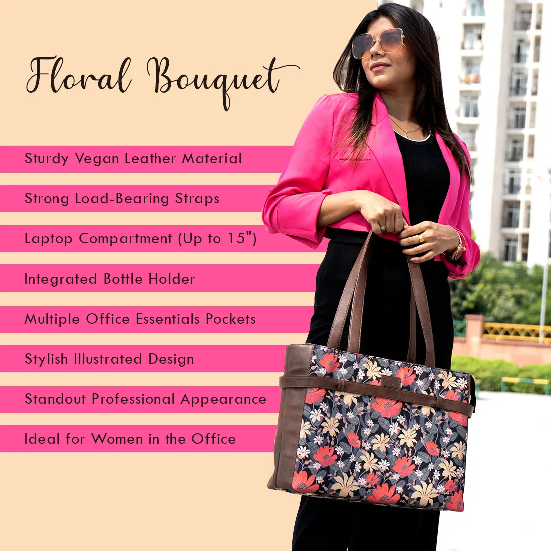 Floral Bouquet Laptop Bags For Women