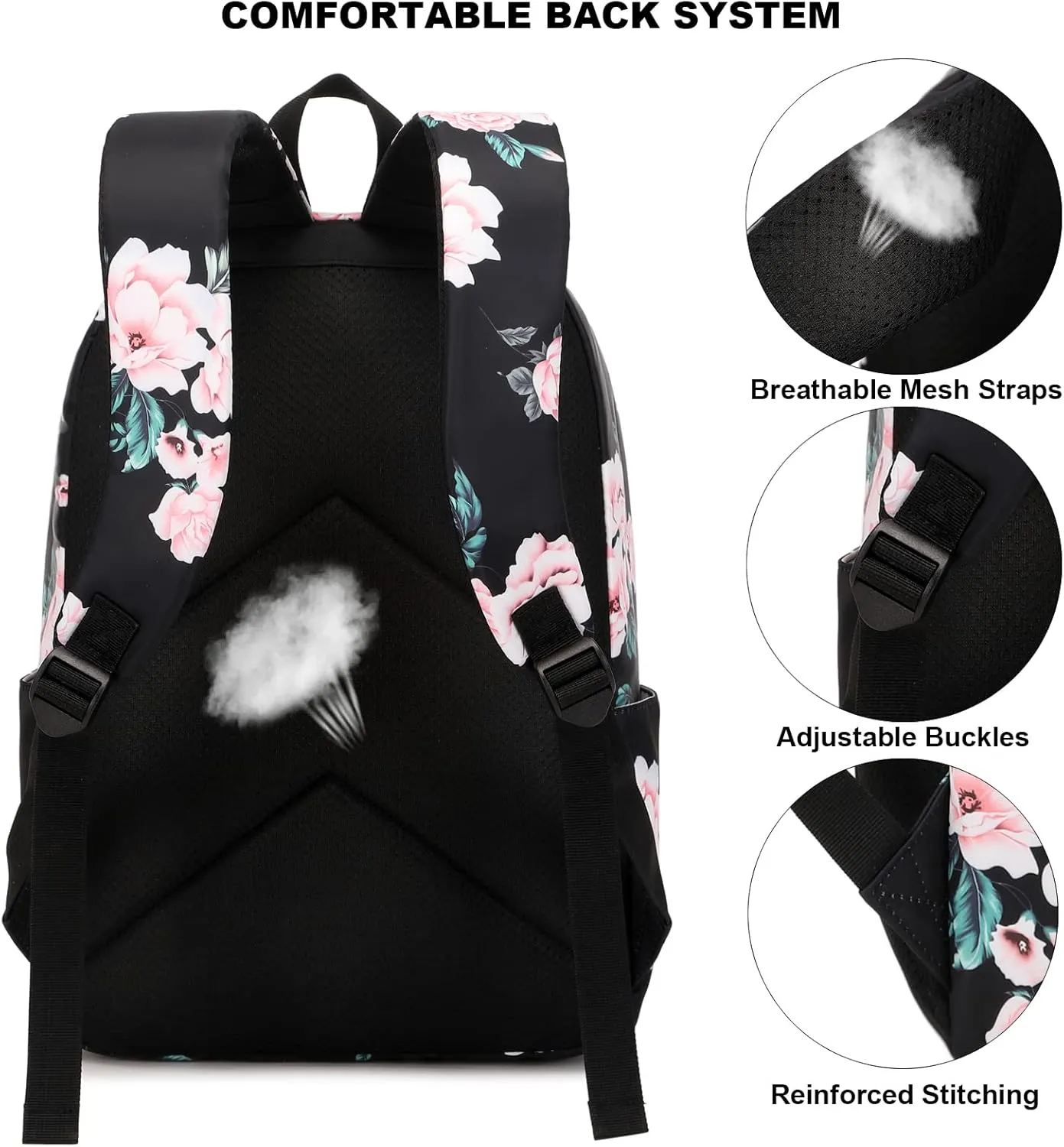 Floral School Backpack for Girls Womens, School Bags Collge Bookbags Laptop Backpacks for Kids Teens Adults