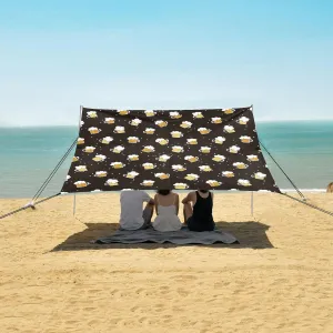 Foam Beer Glass Pattern Beach Canopy Tent Anti-UV & Wind Resistant, Camping Sun Shelter Easy Setup Portable,Outdoor Shade Tents with Sandbags,Sand Shovels,Ground Pegs & Stability Poles
