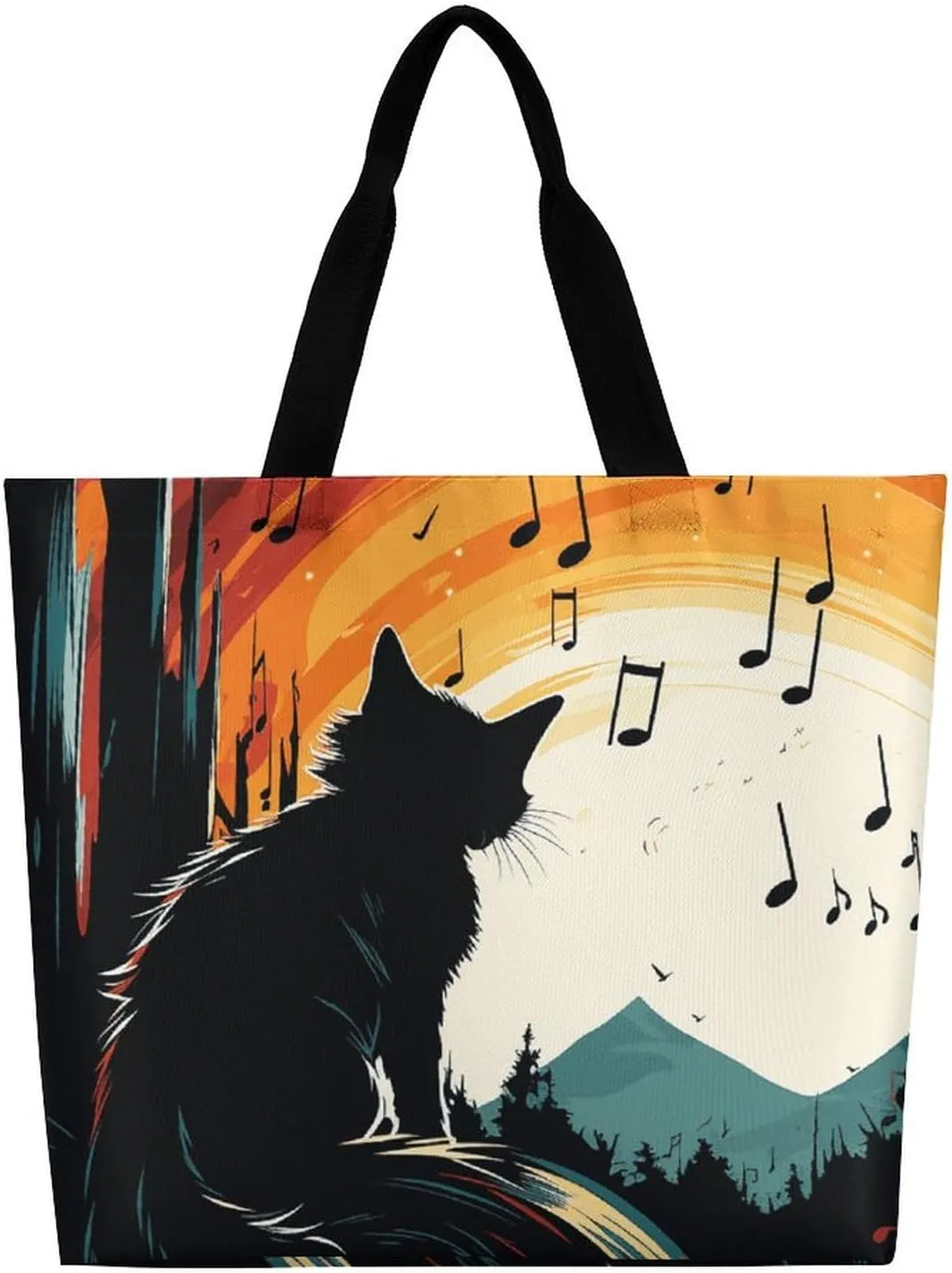 Foldable Grocery Bag Reusable Shopping Bag Cartoon Flamingo Tote Bag Casual Handbags for Work Shopping