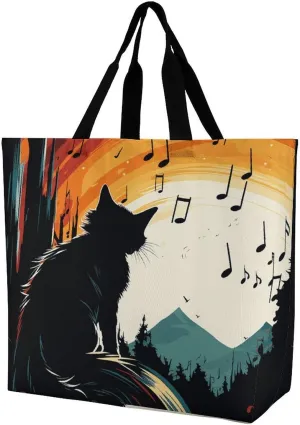 Foldable Grocery Bag Reusable Shopping Bag Cartoon Flamingo Tote Bag Casual Handbags for Work Shopping