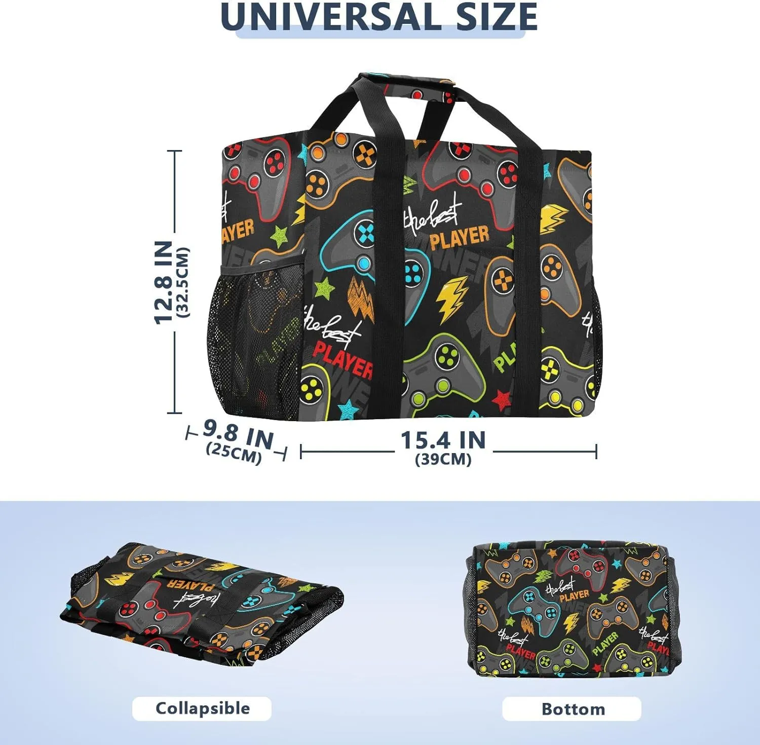 Foldable Grocery Reusable Tote Grocery Bag, Travel Canvas Shoulder Bags, Large Casual Laundry Pool Beach Bag