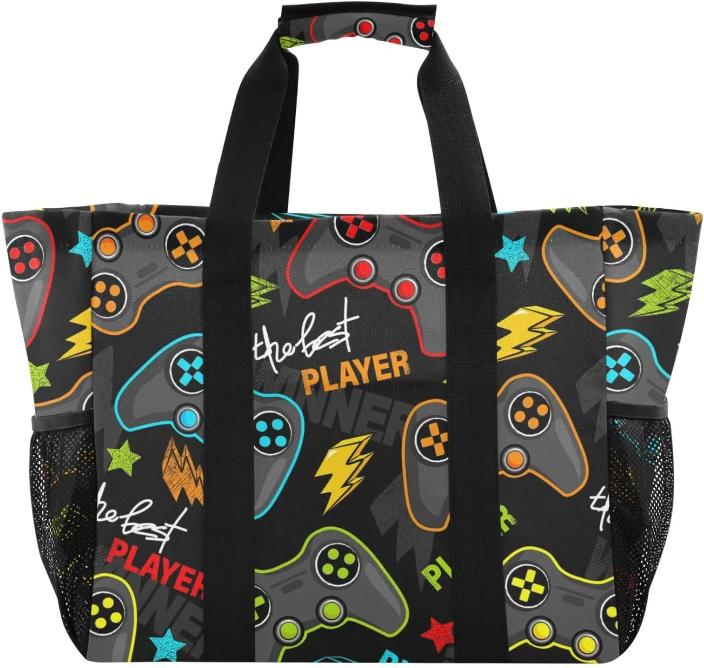 Foldable Grocery Reusable Tote Grocery Bag, Travel Canvas Shoulder Bags, Large Casual Laundry Pool Beach Bag