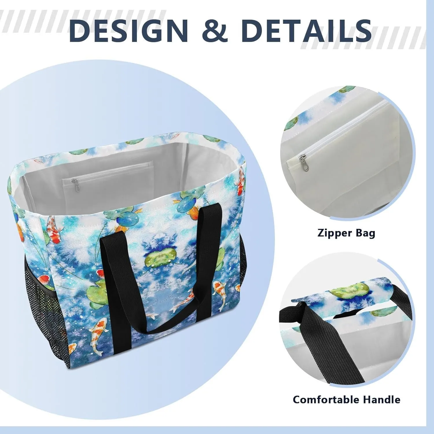 Foldable Grocery Reusable Tote Grocery Bag, Travel Canvas Shoulder Bags, Large Casual Laundry Pool Beach Bag