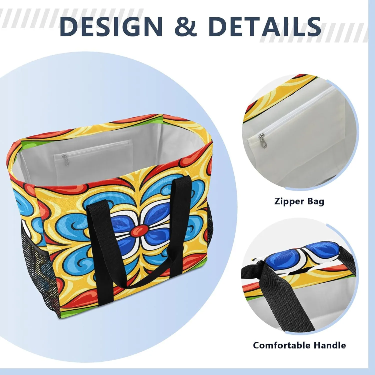 Foldable Grocery Reusable Tote Grocery Bag, Travel Canvas Shoulder Bags, Large Casual Laundry Pool Beach Bag