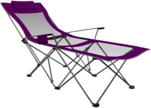 Folding Camping Chair Portable Camping Chair with Footrest Mesh Backrest Folding Reclining Lunch Break Bed Sitting Lying Dual-Purpose Beach Seat Indoor Outdoor Folding Chair