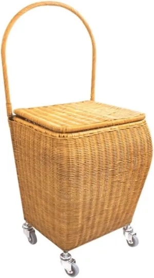 Folding Shopping Cart, Rattan Shopping Cart with Lid Rolling Elderly Shopping Trolley Hand Truck for Groceries Grocery Utility Carts(B)