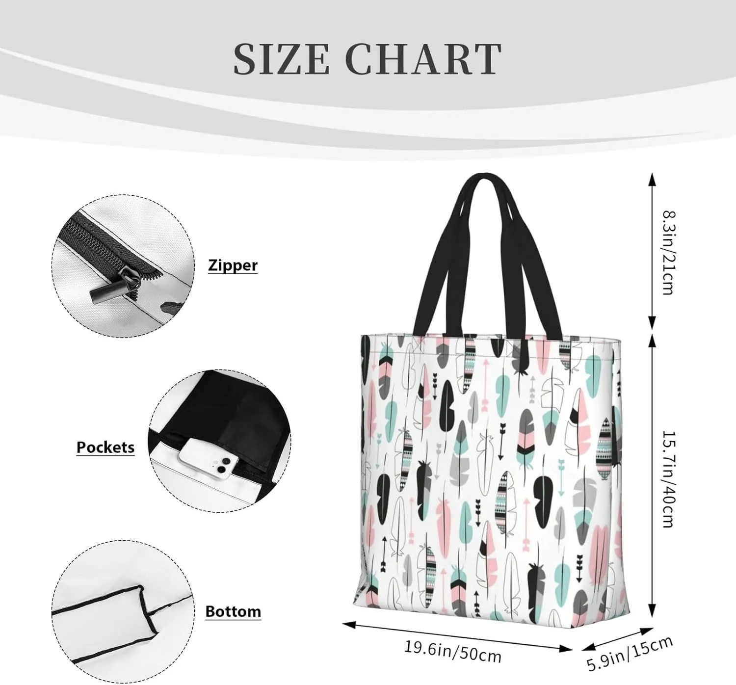 Formulas Shapes Theory Math Lesson Word Print Tote Bag Shoulde Bag Handbag Grocery Bags Reusable For Office Shopping Travel