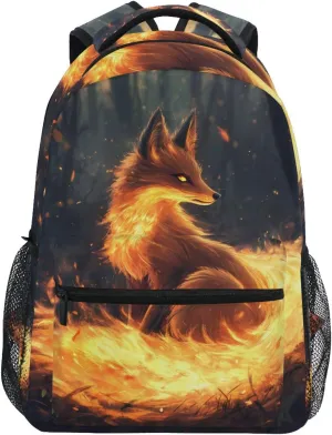 Fox Flame Backpack 3rd 4th 5th Grade School Bookbag Travel Laptop Daypack Bag Purse for Boys Girls Teens
