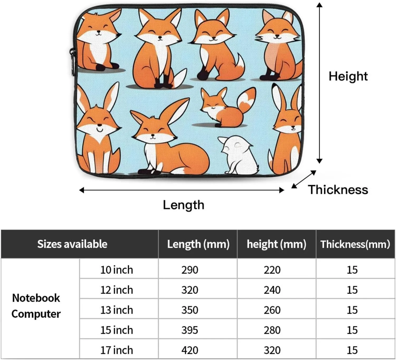 Fox In Different Poses Laptop Inner Bag Laptop Sleeve Case Briefcase Carrying Laptop Cover