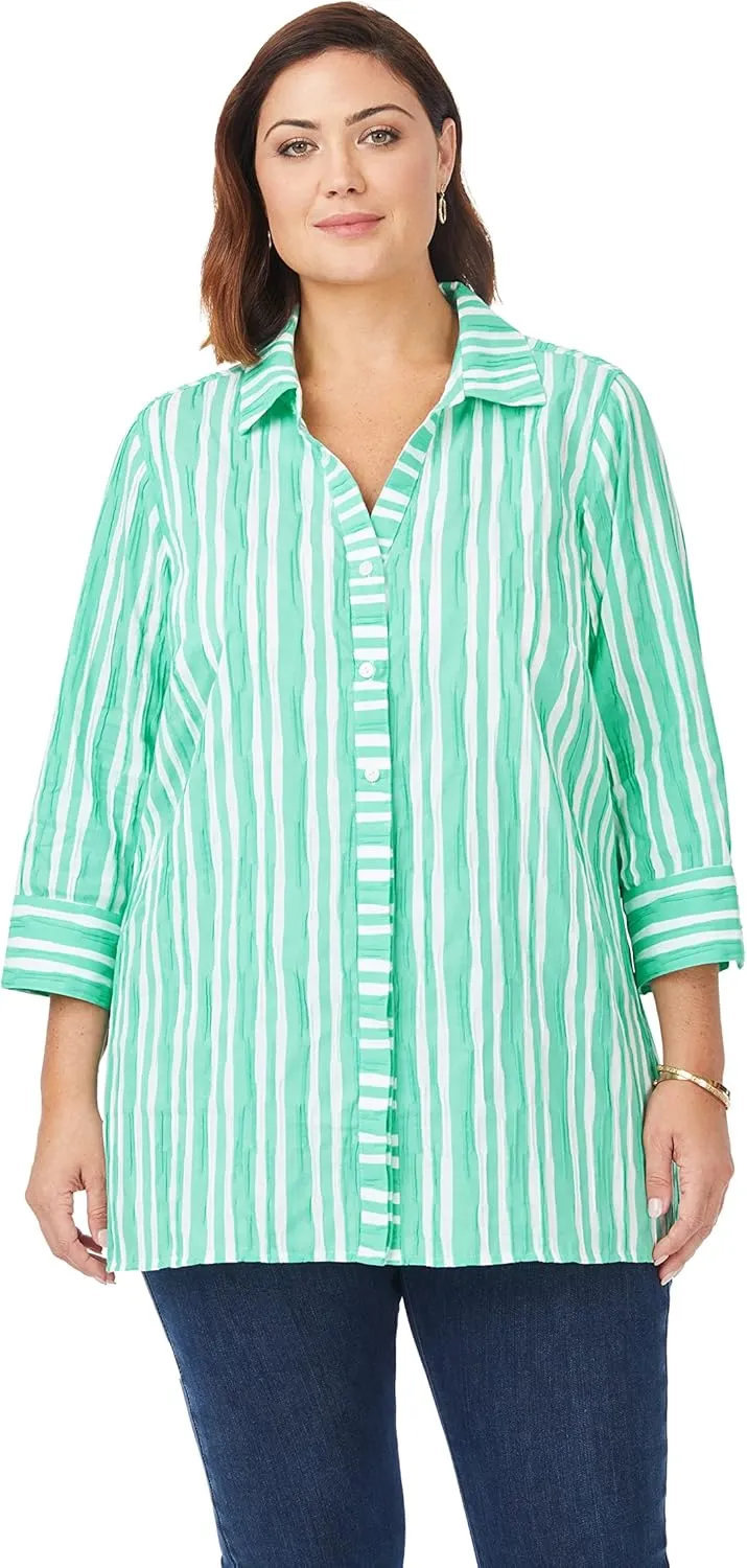 Foxcroft Women's Pamela 3/4 Sleeve Beach Stripe Tunic