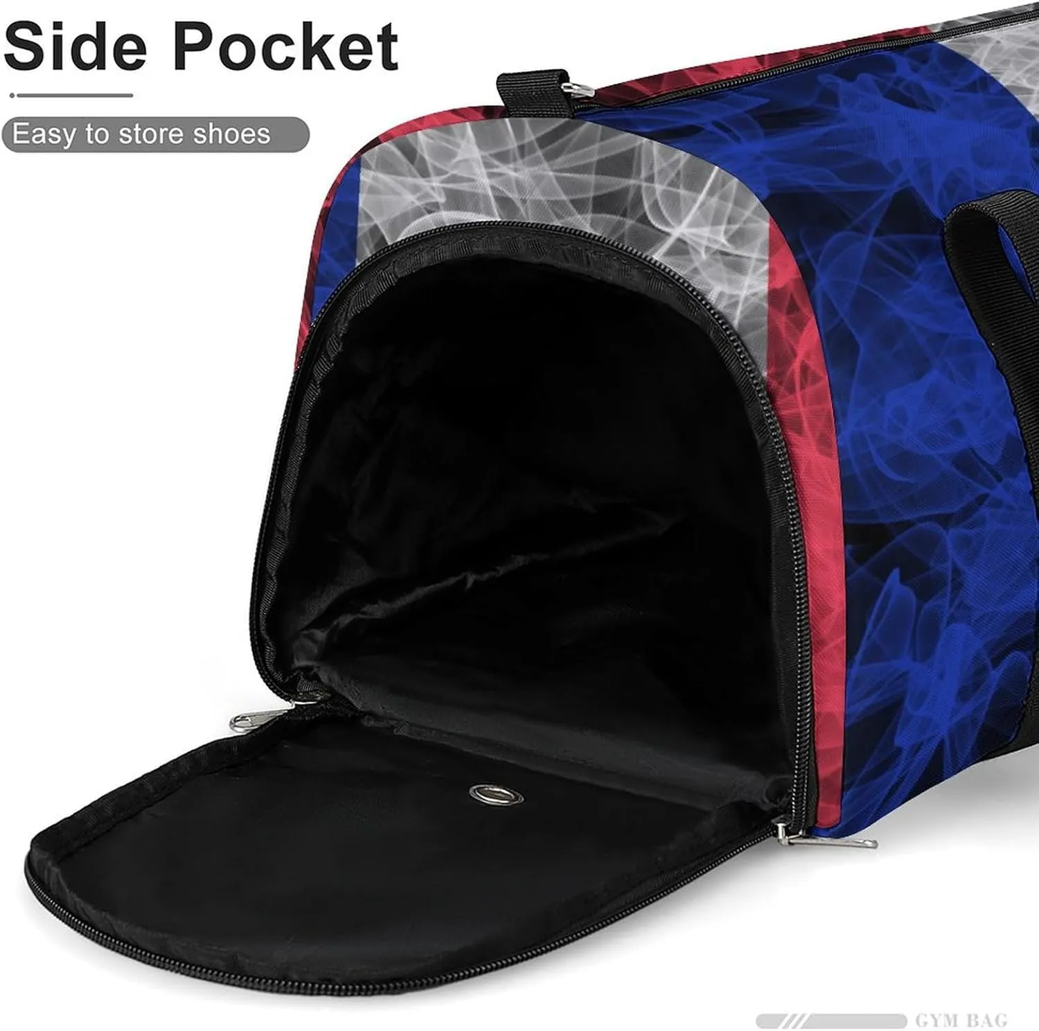 France Flag Smoke Style Travel Duffel Bag with Shoe Compartment for Gym Yoga Beach Weekender