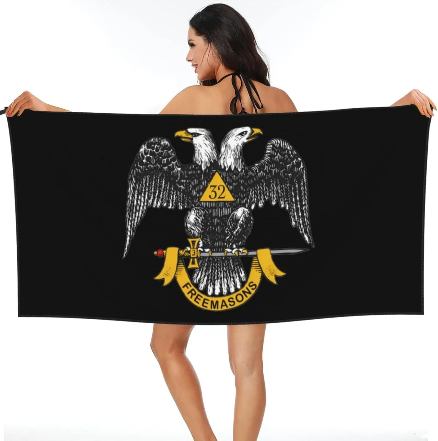 Freemasonry and Scottish Rite Beach Towel Quick Dry Sand Free Lightweight Large 27.5"x55" with Travel Bag - Vacation Essentials Bath Towel for Pool, Summer