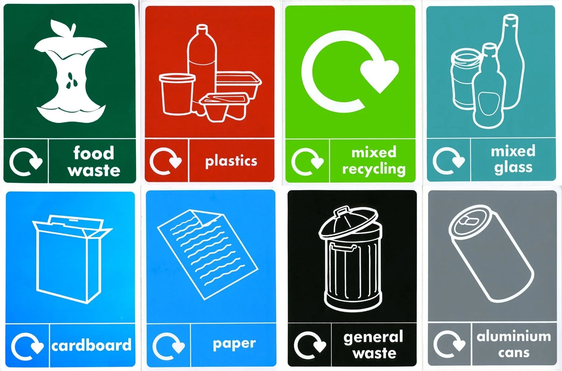Freestanding Colour Coded Recycling Bin - Available in 3 Sizes