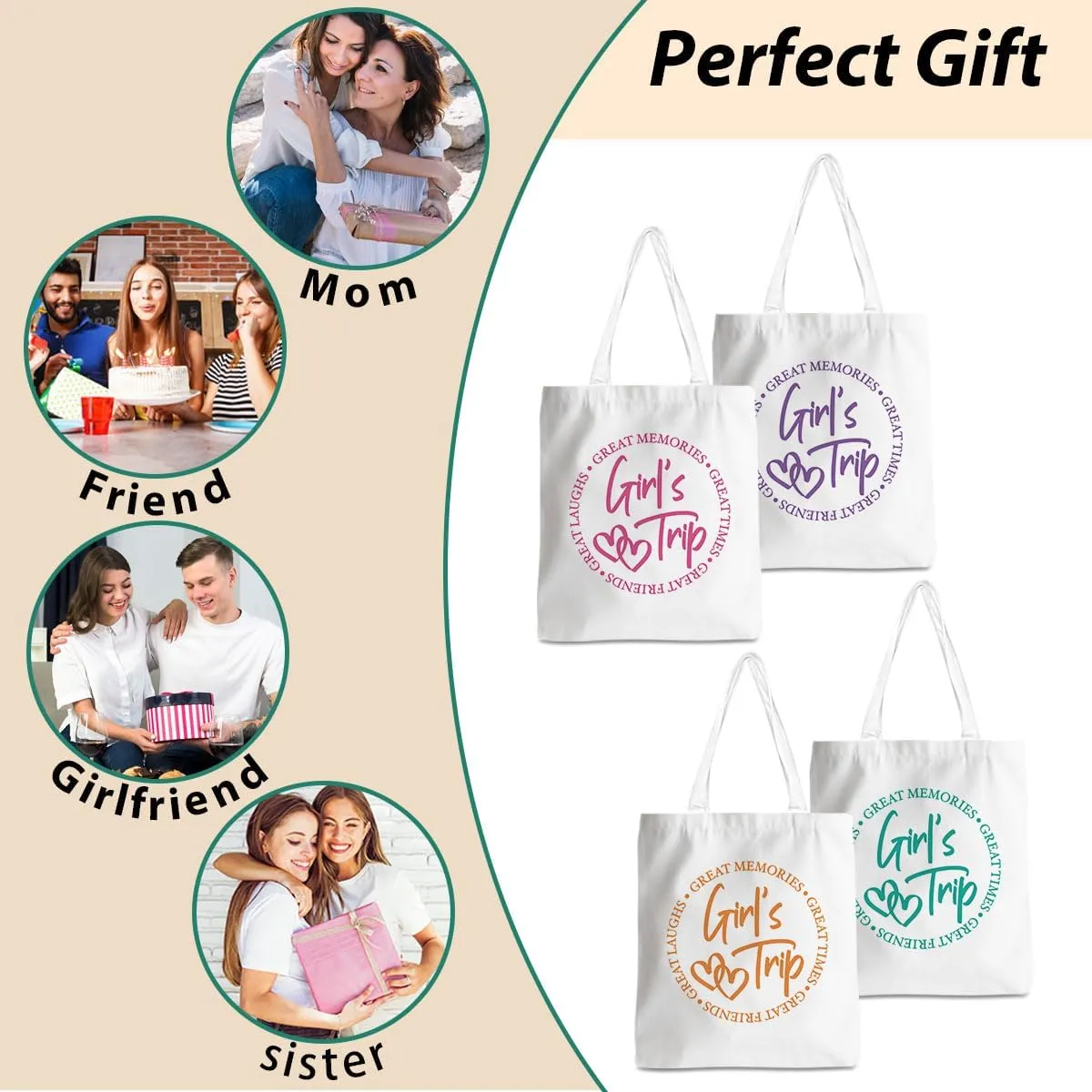 Friend Trip Gifts Favors 2025, Sister Weekend Gifts Tote Bag Goodie Gifts, Bestie Gifts Vacation Weekend Bag Friendship Gifts