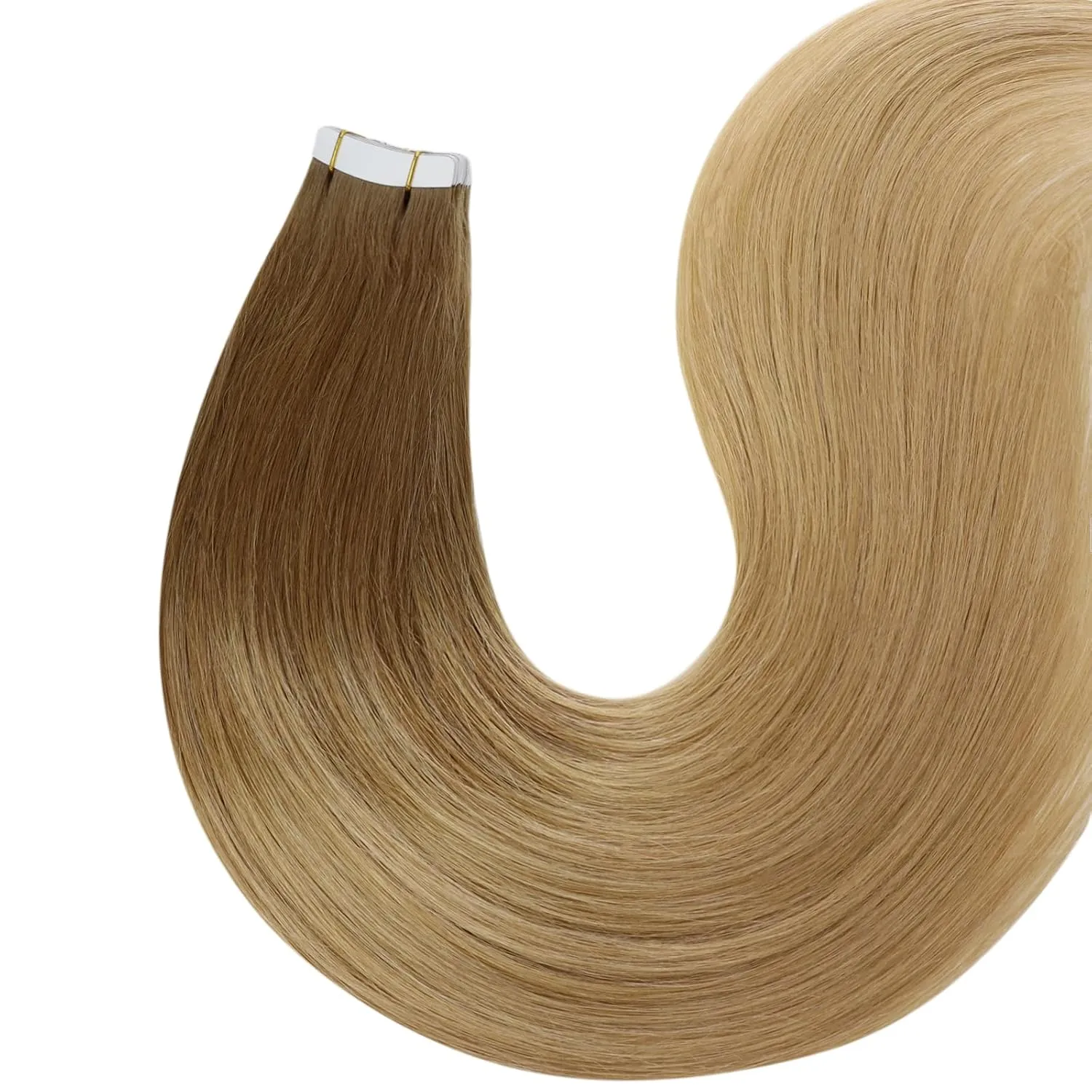 Fshine Hair Extensions Tape in Real Human Hair Balayage Hair Extensions Color 10 Golden Brown to 14 Dark Blonde 12 Inch Invisible Tape in Extensions 30g Remy Hair for Women 20Pcs