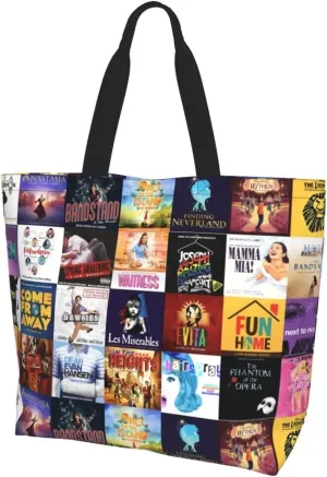 Ftuiylu broadway Tote Bag Women Kitchen Reusable Grocery Bags Shopping Bag Beach Bags Shoulder Bag
