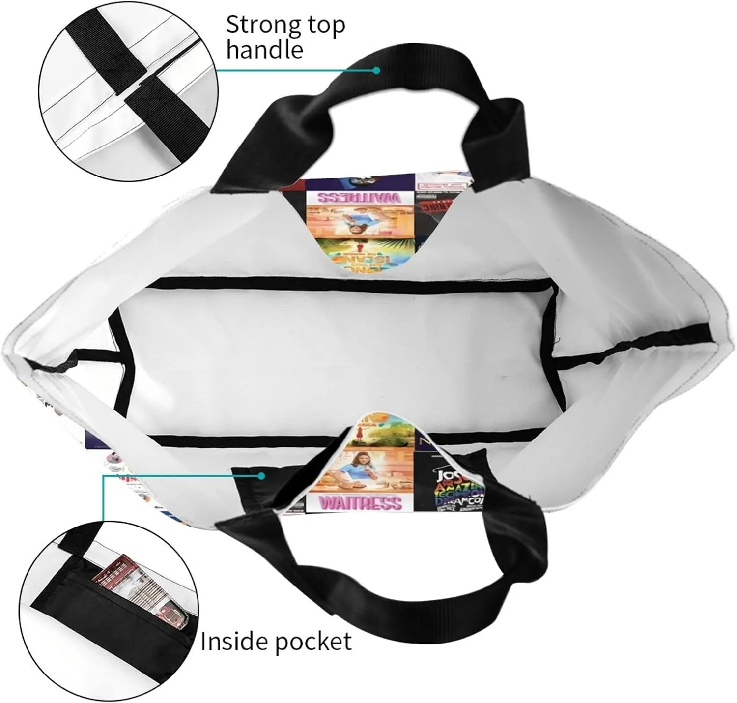 Ftuiylu broadway Tote Bag Women Kitchen Reusable Grocery Bags Shopping Bag Beach Bags Shoulder Bag