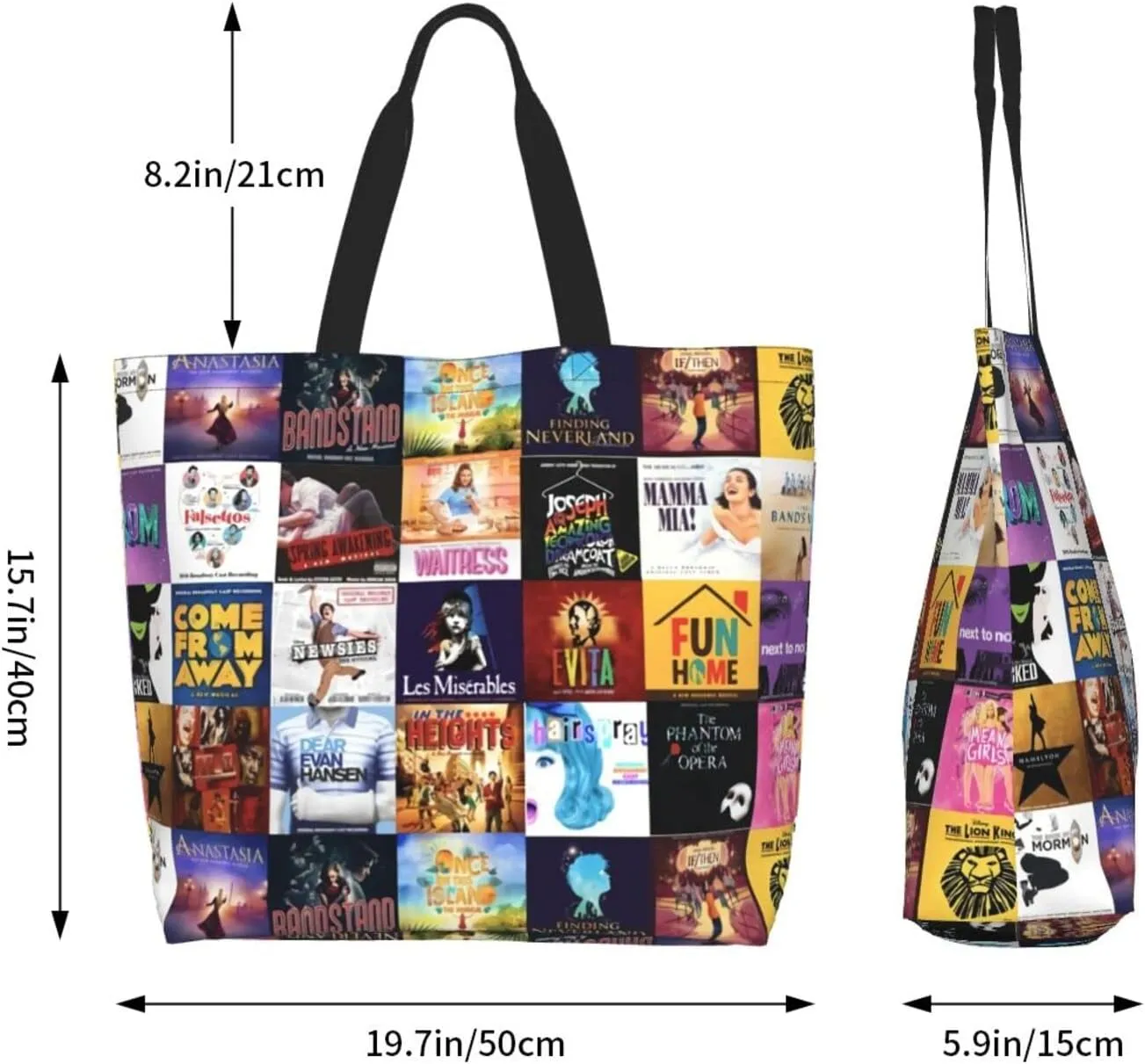 Ftuiylu broadway Tote Bag Women Kitchen Reusable Grocery Bags Shopping Bag Beach Bags Shoulder Bag