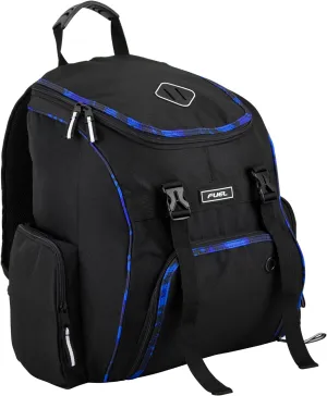 FUEL Oversized Wide Mouth Backpack with Multiple Compartments, Large Storage for Hiking, Work, Classroom, and Traveling - Blue Trim