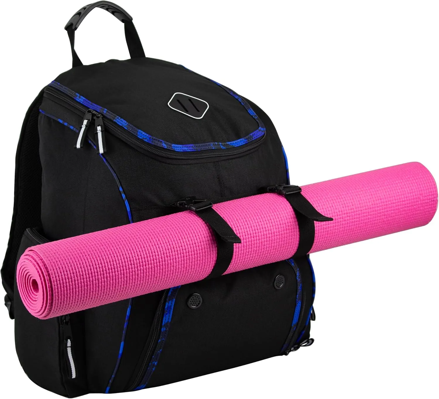 FUEL Oversized Wide Mouth Backpack with Multiple Compartments, Large Storage for Hiking, Work, Classroom, and Traveling - Blue Trim